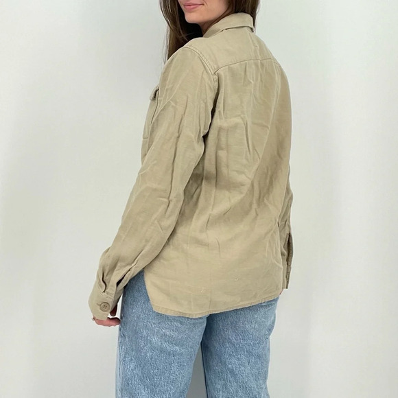 boho minimalist oatmeal jacket button down lightweight size s - Picture 7 of 10